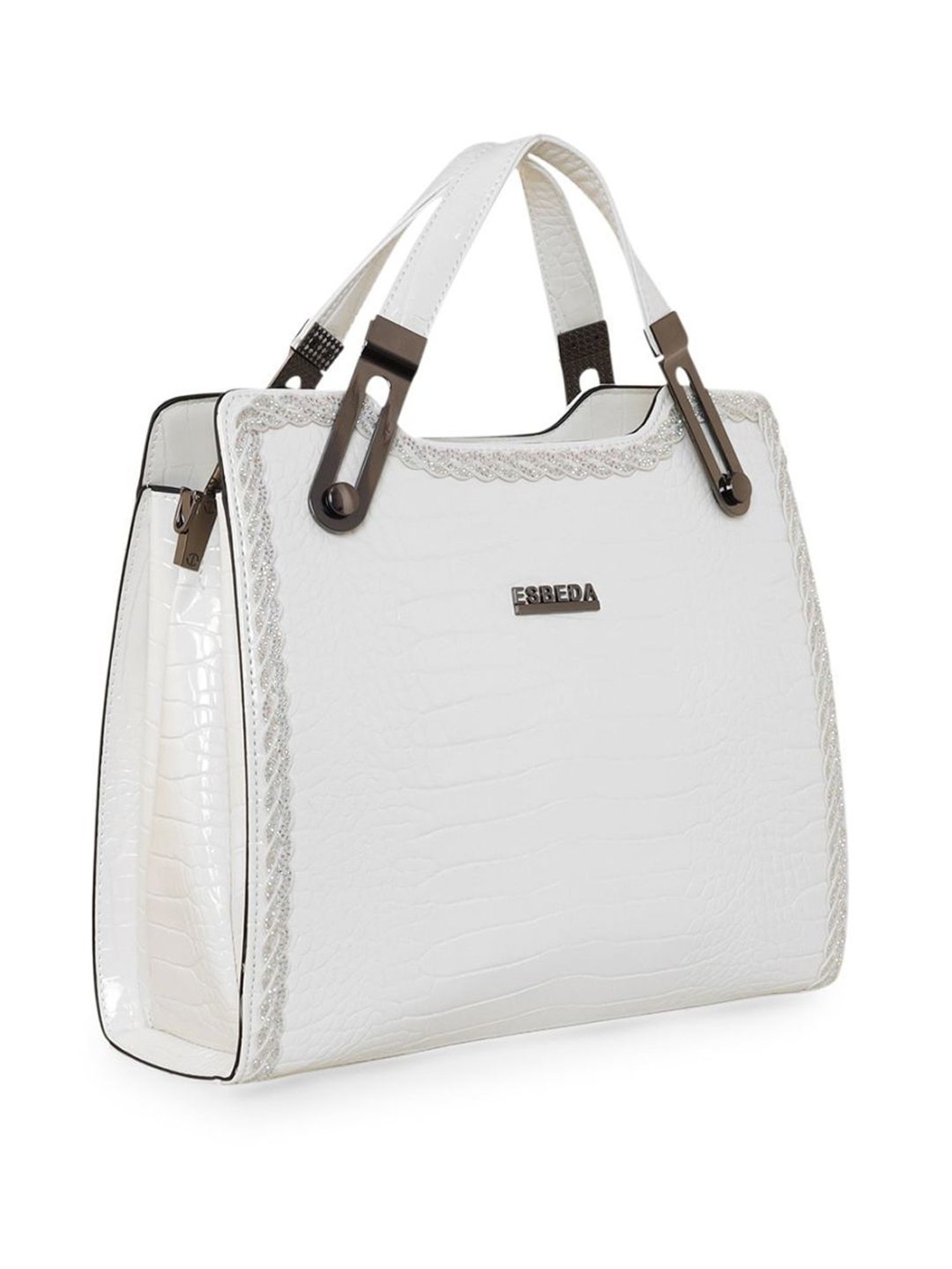 Esbeda White PU Textured Handbag