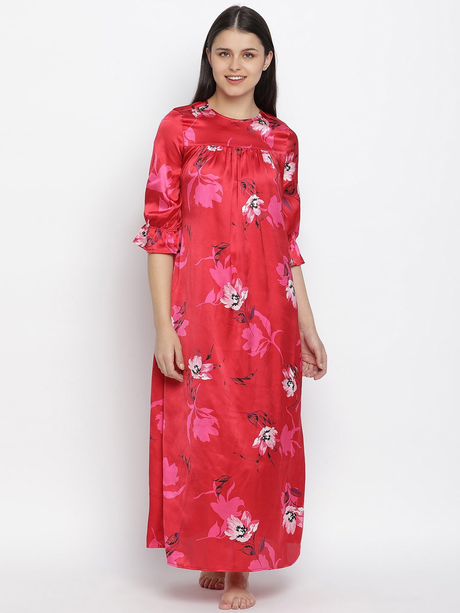 Oxolloxo Pink Floral Print Nighty