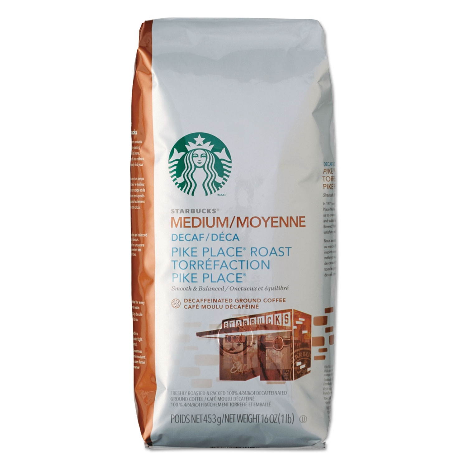 Starbucks Coffee Ground Pike Place Decaf 1lb Bag 11029358