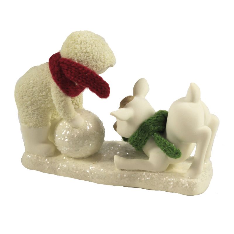 Dept 56 Snowbabies 3.75" Reindeer Games Christmas Snowball Puppy  -  Decorative Figurines