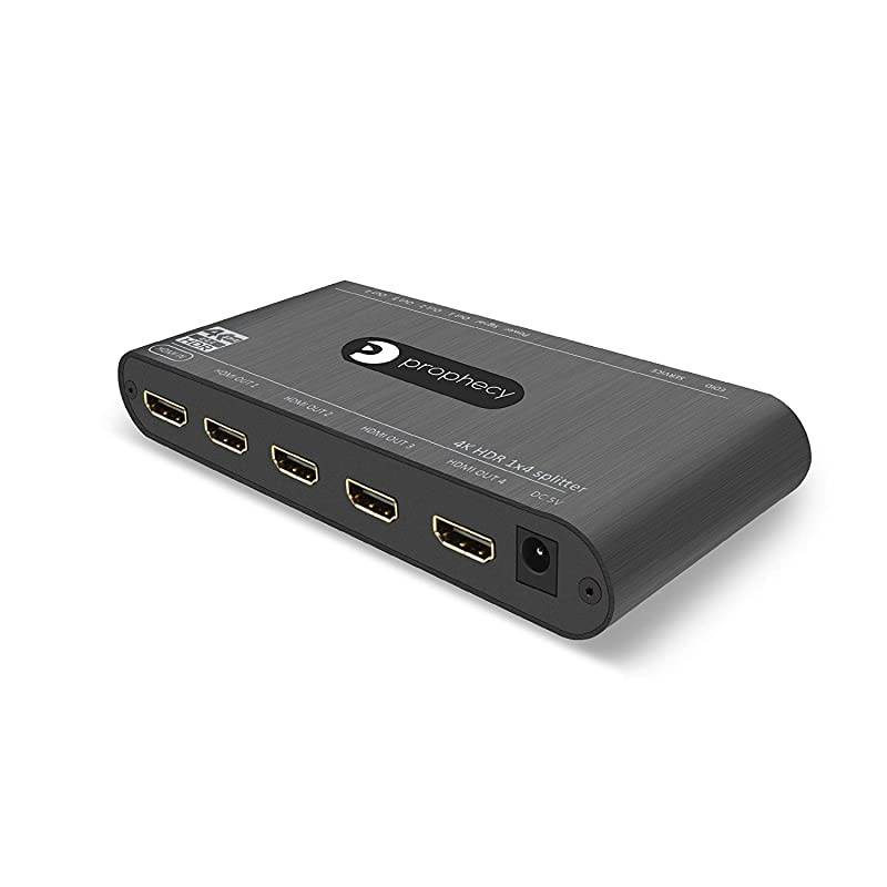 Prophecy Intelligent 1x4 HDMI Splitter 4K 60Hz HDR &ndash; 4K @60Hz 4:4:4, 18Gbps - Auto Scaling, HDMI 2.0a, HDCP 2.2, 3D, EDID, Cascadable, Firmware Upgradable - 4 Port, 1 In 4 Out (PRO-HDRSplit4P)