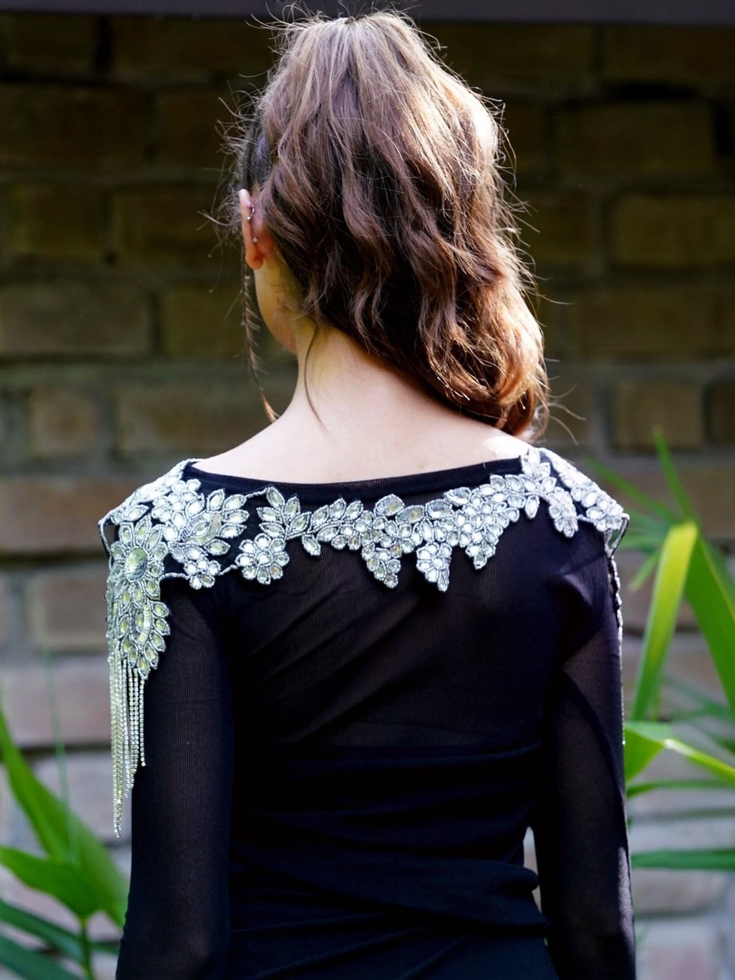 Odette Silver Embellished Fancy Short Cape