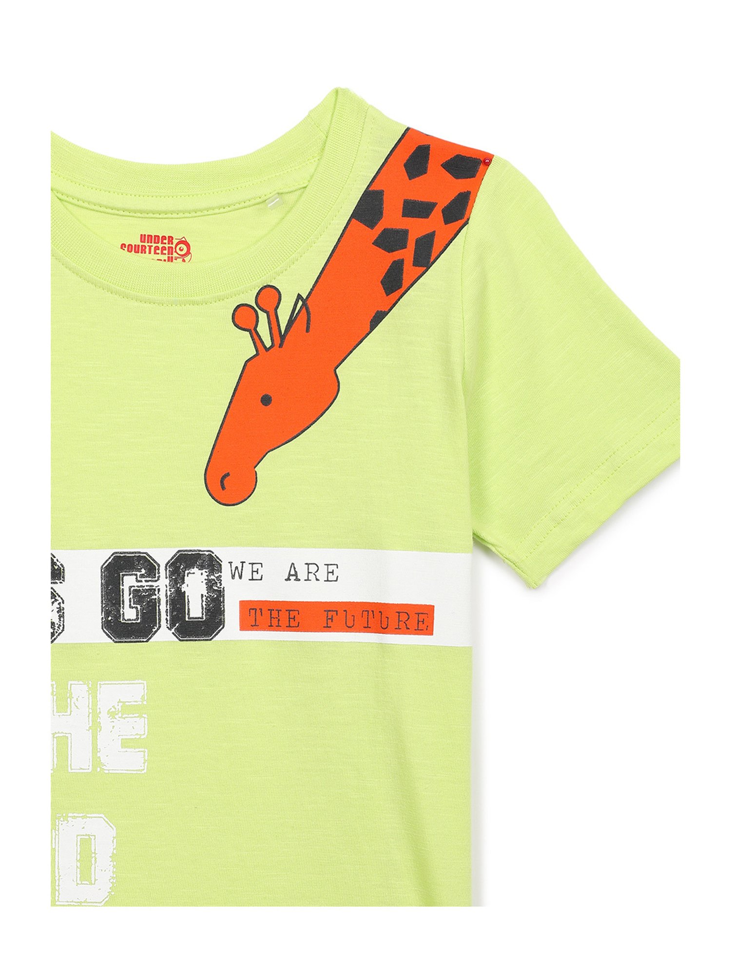 Under Fourteen Only Kids Green Printed T-Shirt