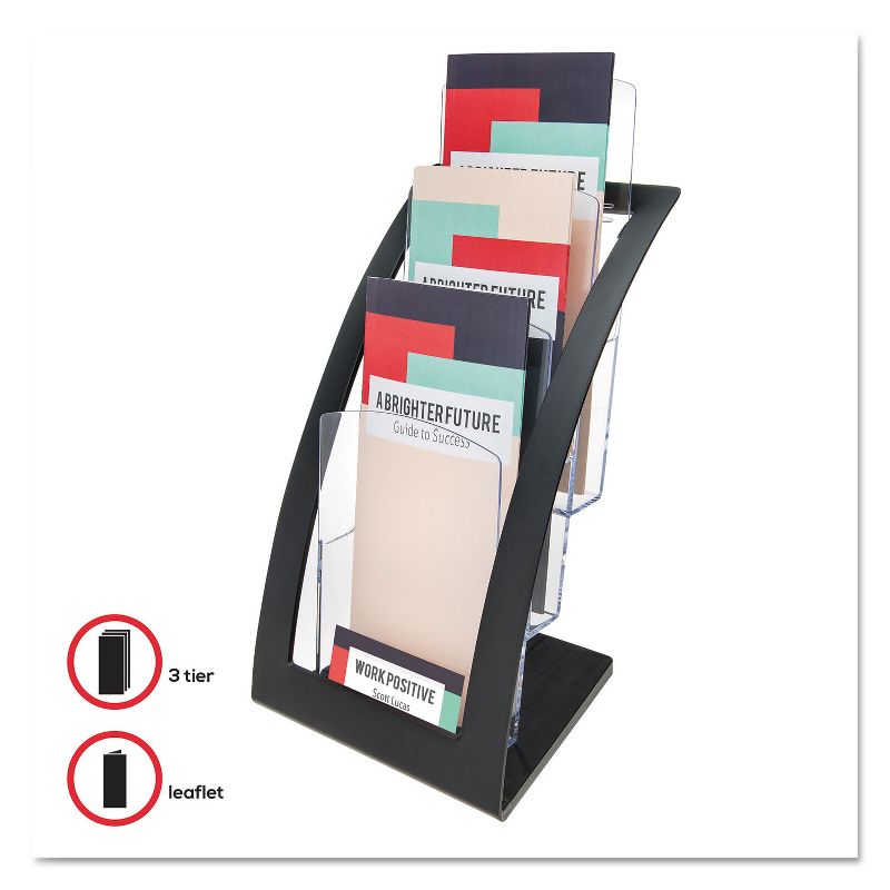 Deflecto Three-Tier Leaflet Holder 6-3/4w x 6-15/16d x 13-5/16h Black 693604