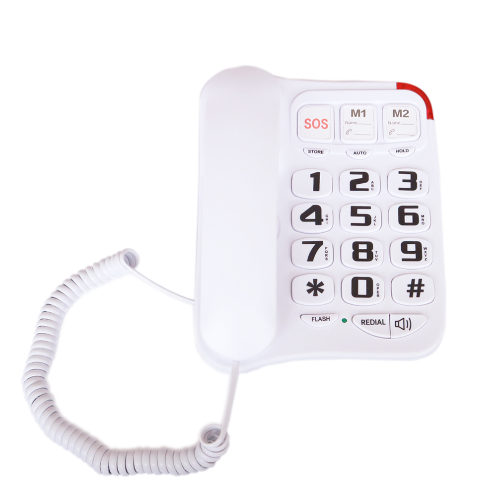 KerLiTar P045W Picture Care Phone for Seniors Big Button Corded Phone for Elderly with 3 One-Touch Speed Dial with Memory Protection/Wall Mountable/SOS Emergency