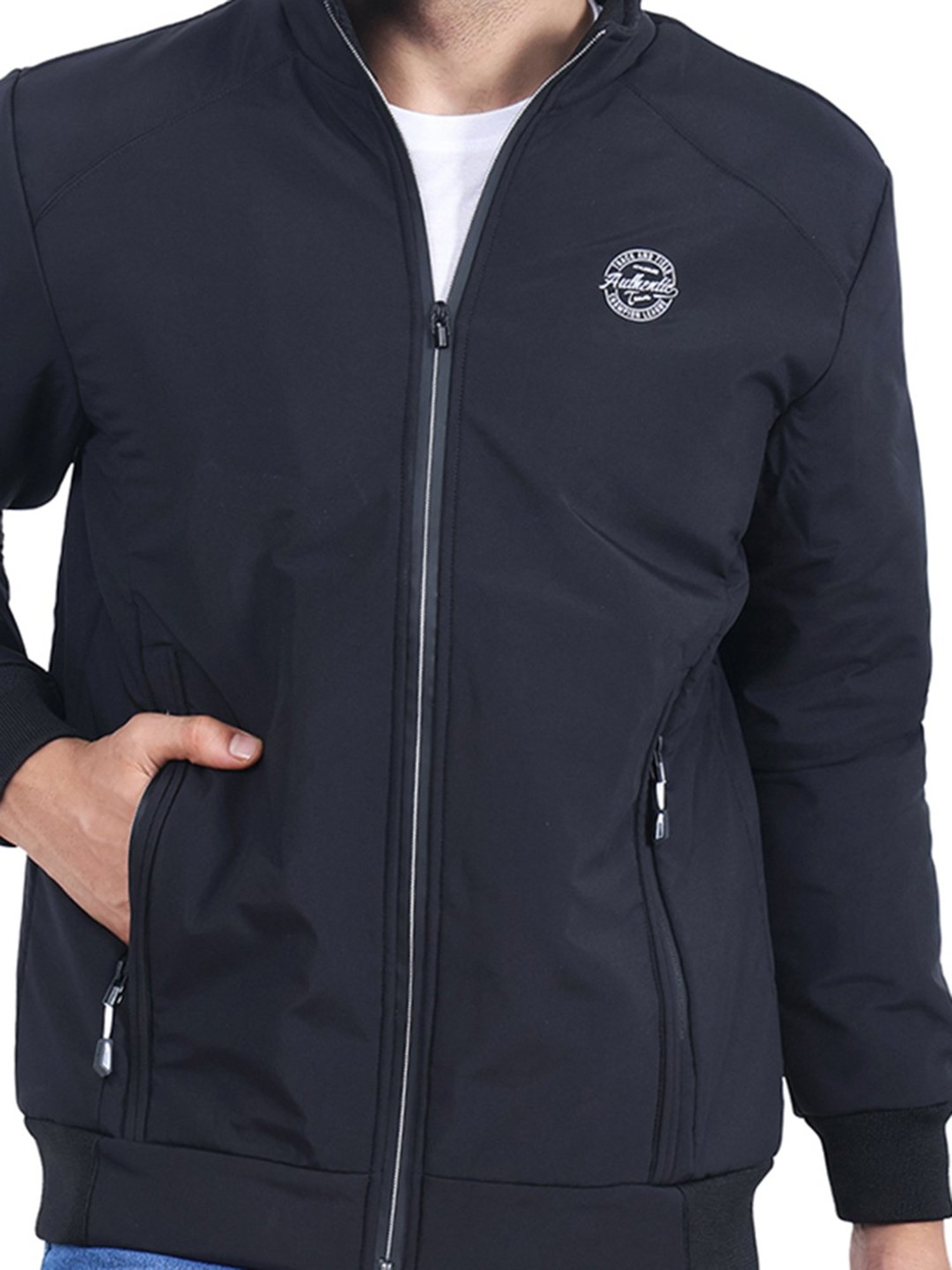 Dollar Black Regular Fit High Neck Jacket