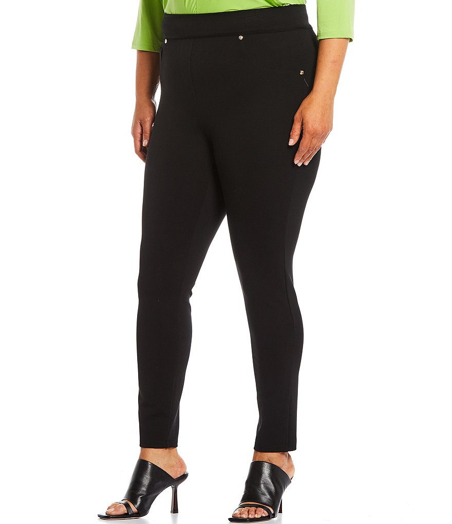 Calessa Plus Size Ponte Knit 4-Way Stretch Skinny Ankle Leggings