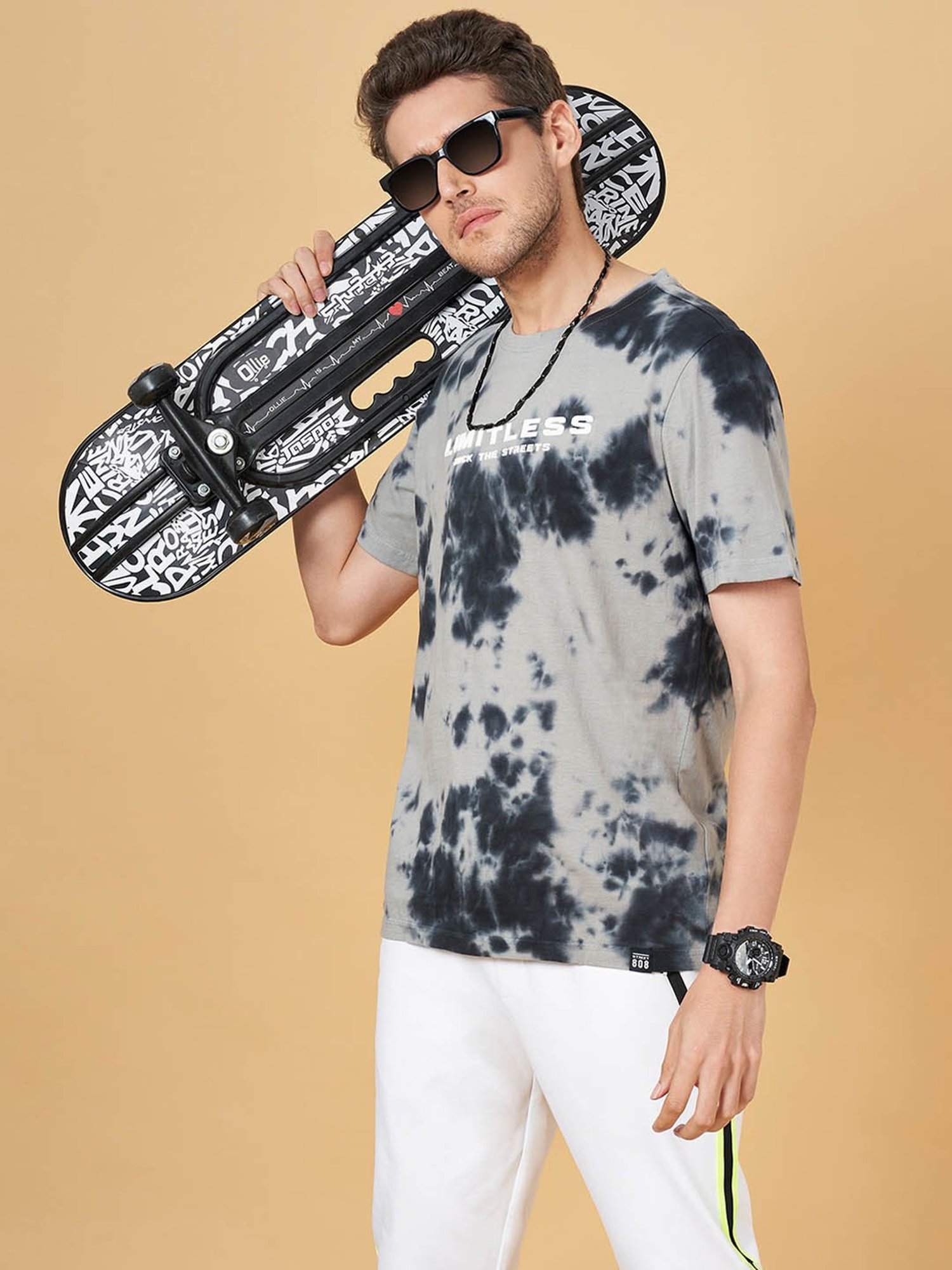 Street 808 by Pantaloons Multicolored Cotton Regular Fit Printed T-Shirt