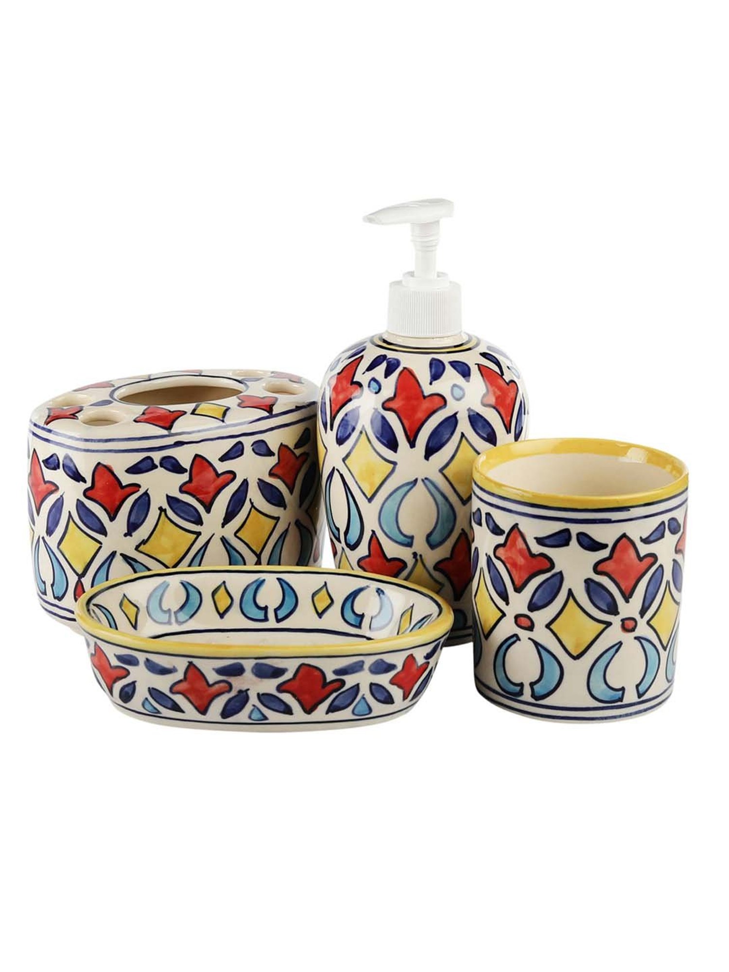 VarEesha Aztec Multicolor Ceramic Bath Accessories - Set of 2