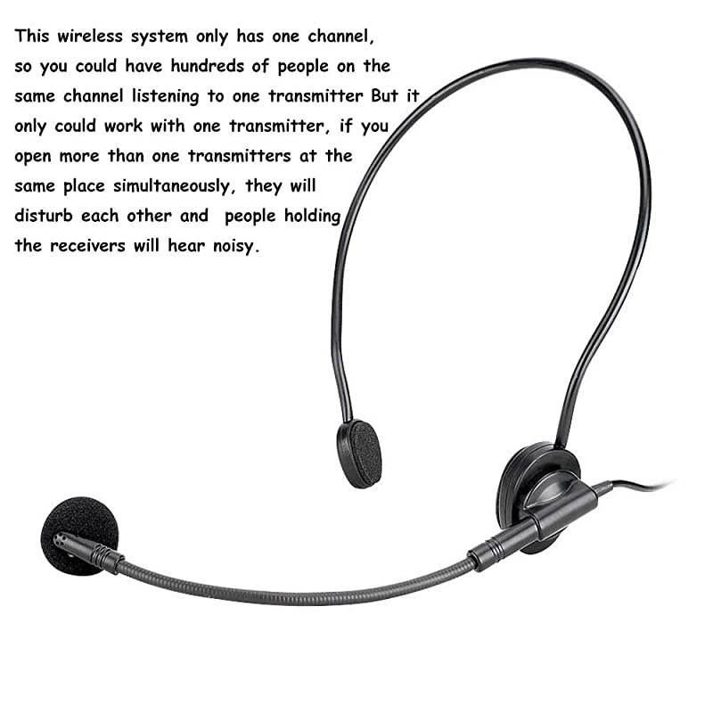 UHF-938 UHF Acoustic Transmission Wireless Headset Microphone Audio Tour Guide System for Church Churches Translation Teaching Travel Simultaneous Interpretation(1 Transmitter and 8 Receivers)