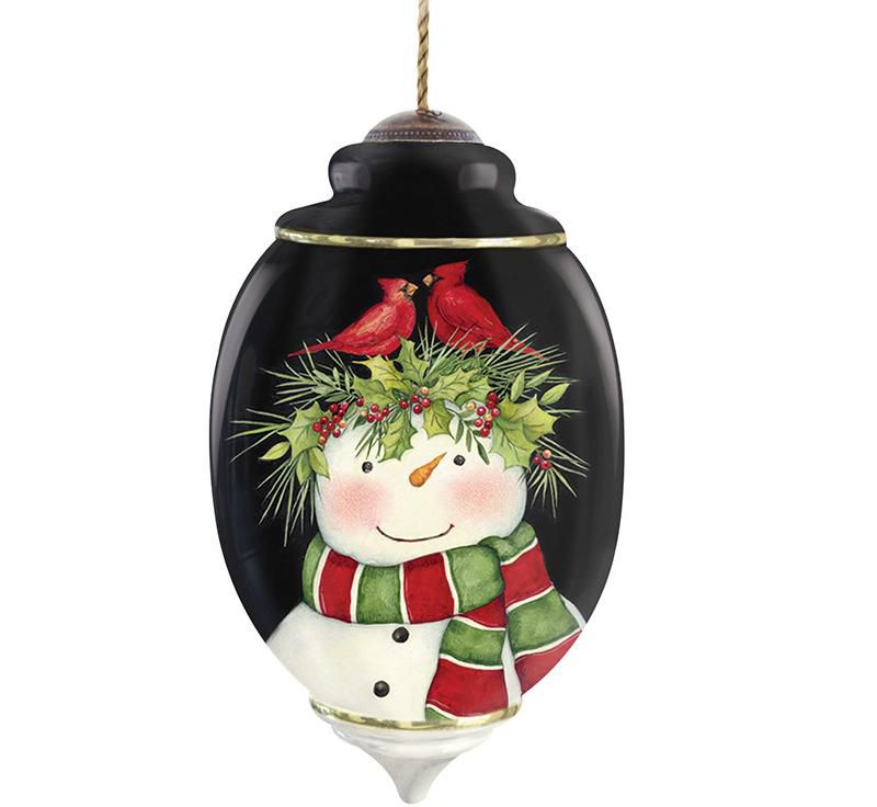 NeQwa Ne'Qwa "Frosty's Friends" Hand-Painted Blown Glass Christmas Ornament #7131112