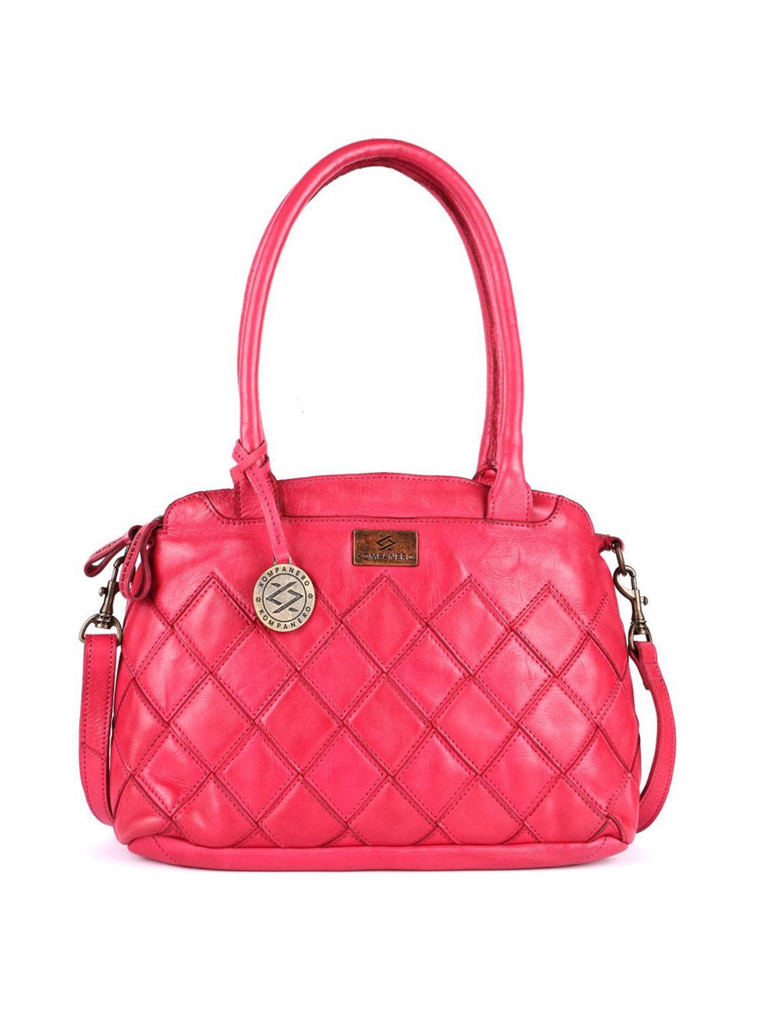 KOMPANERO Anna Fuchsia Leather Textured Shoulder Handbag