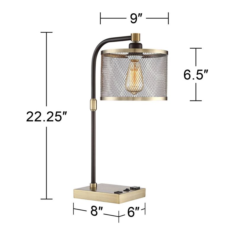 23" Iron/Seeded Glass Axel Farmhouse Industrial Task Lamp (Includes LED Light Bulb) Black - JONATHAN Y