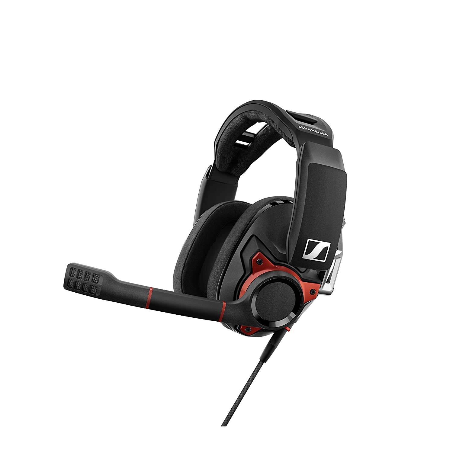 Sennheiser GSP 600 &ndash; Wired Closed Acoustic Gaming Headset, Noise-Cancelling Microphone, Adjustable Headband with Customizable Contact Pressure, Volume Control, PC + Mac + Xbox + PS4, Pro &ndash; Black/Red