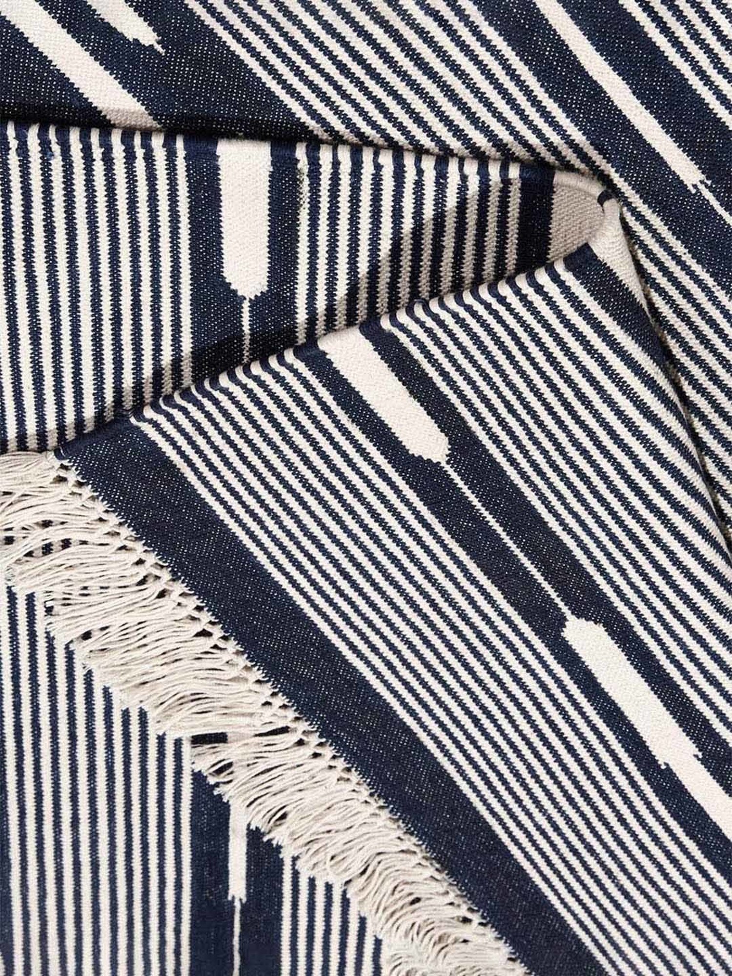 Fabindia Home Saksham Woven White & Blue Cotton Dhurrie