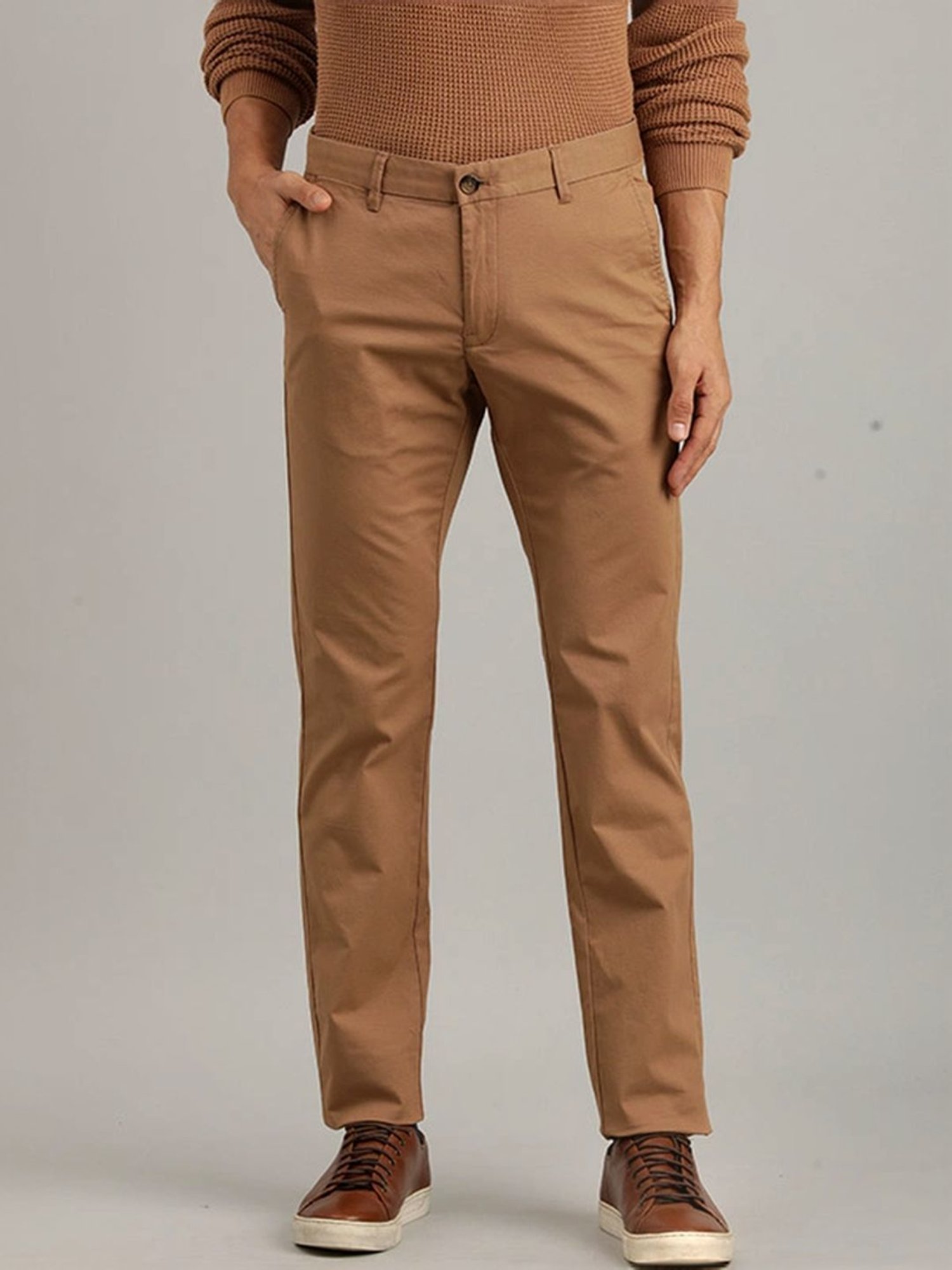 Indian Terrain Tan Slim Fit Trousers