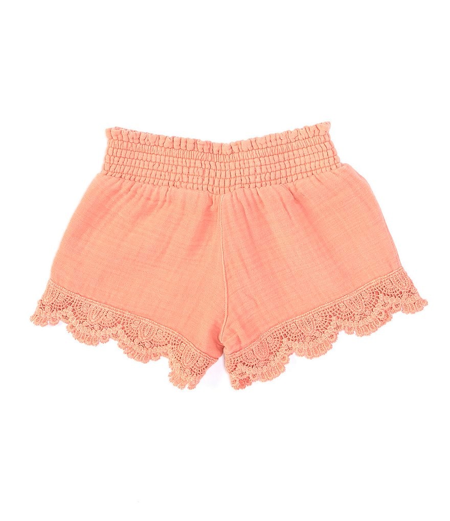 Hippie Girl Little Girls 4-6X Crochet-Trim Double Gauze Shorts