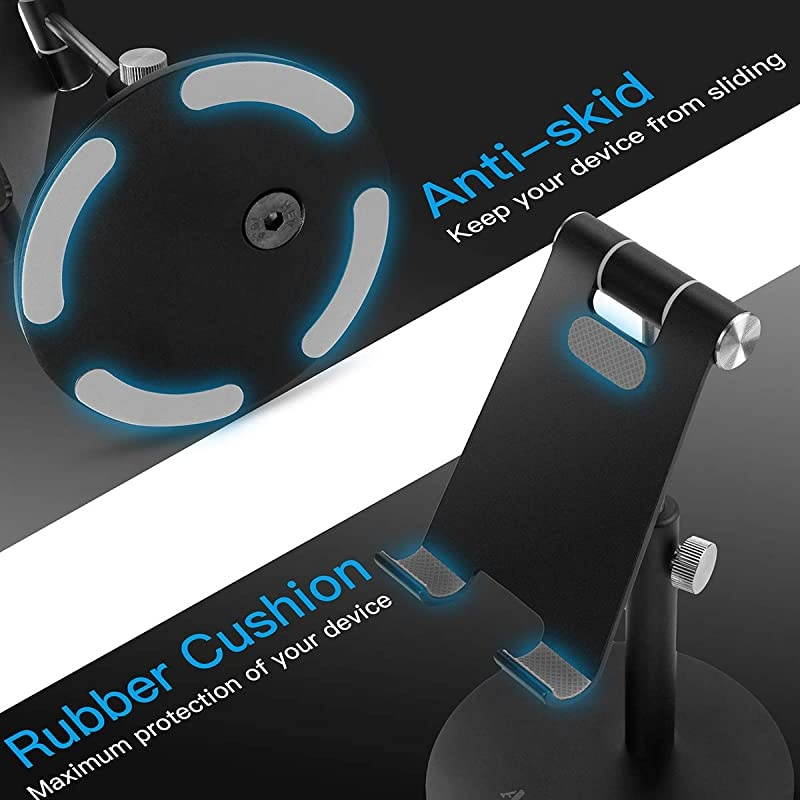 Adjustable TabletPhone Stand  Telescopic Adjustable iPad Stand HolderUniversal Multi Angle Aluminum Stand Compatible with iPhone Smart Cell PhoneTabletiPad413 inch Black