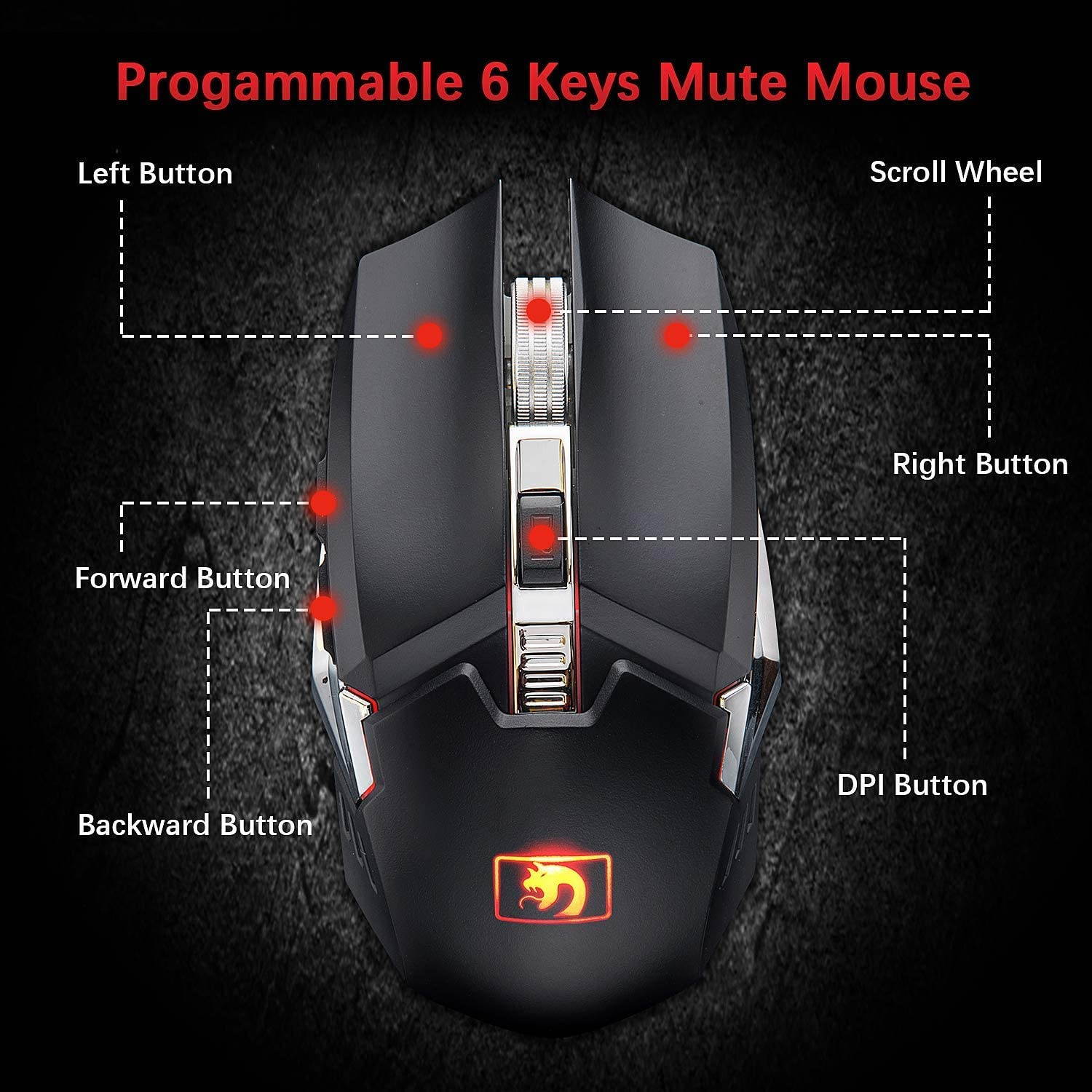 UKCOCO RGB Gaming Keyboard and Colorful Mouse Combo, USB Wired LED Backlight Gaming Mouse and Keyboard for Laptop PC Computer Gaming and Work, Letter Glow, Mechanical Feeling - Black