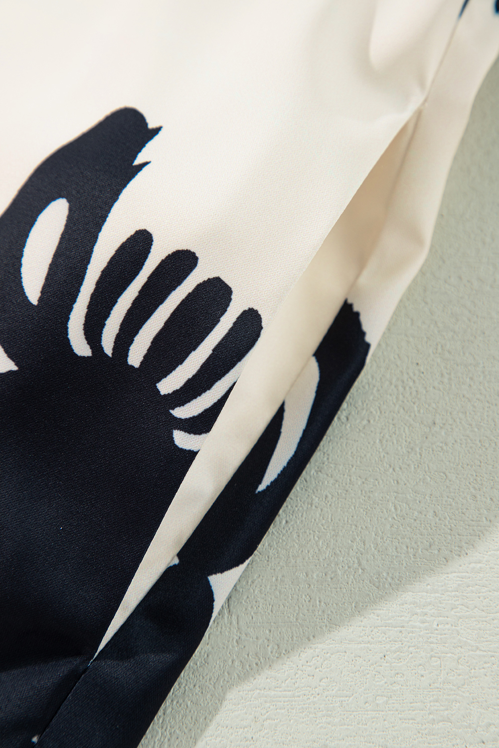 White Frill Mock Neck Sleeveless Tiered Floral Dress