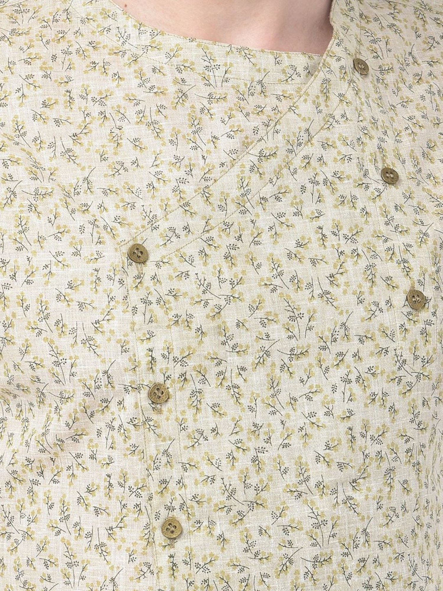 TABARD Beige Cotton Regular Fit Printed Kurta Bottom Set