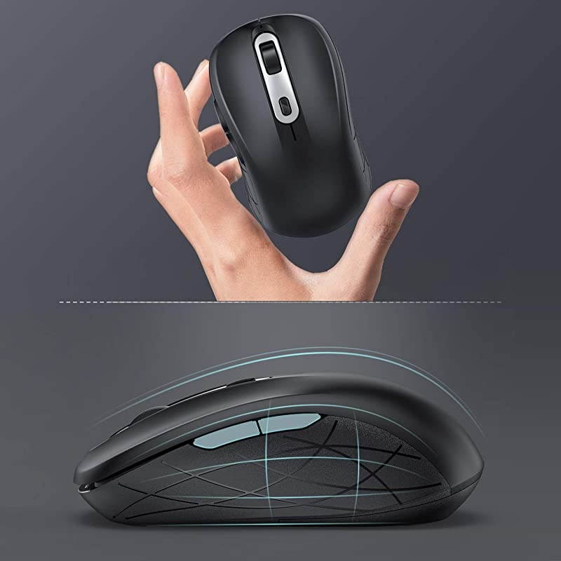 Wireless Mouse 24G  Computer Mouse for Laptop with Adjustable DPI 100016002400 Level Mouse Wireless with PCDesktopWindowsMAC OS of Mac Mouse Black and Sliver