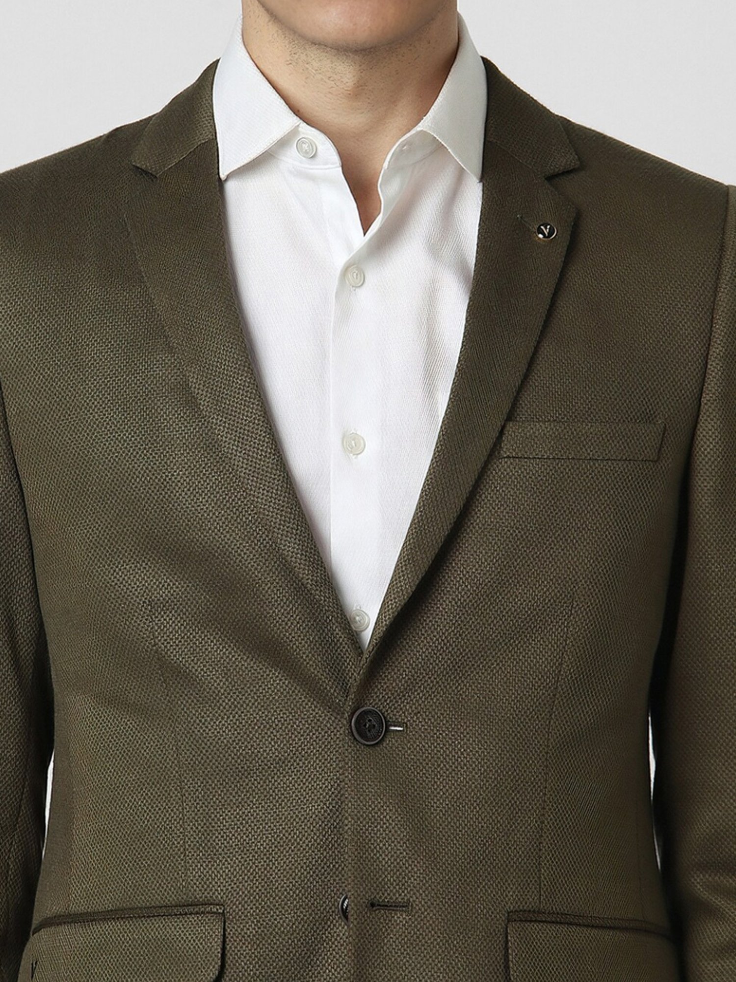 Van Heusen Green Slim Fit Texture Blazer