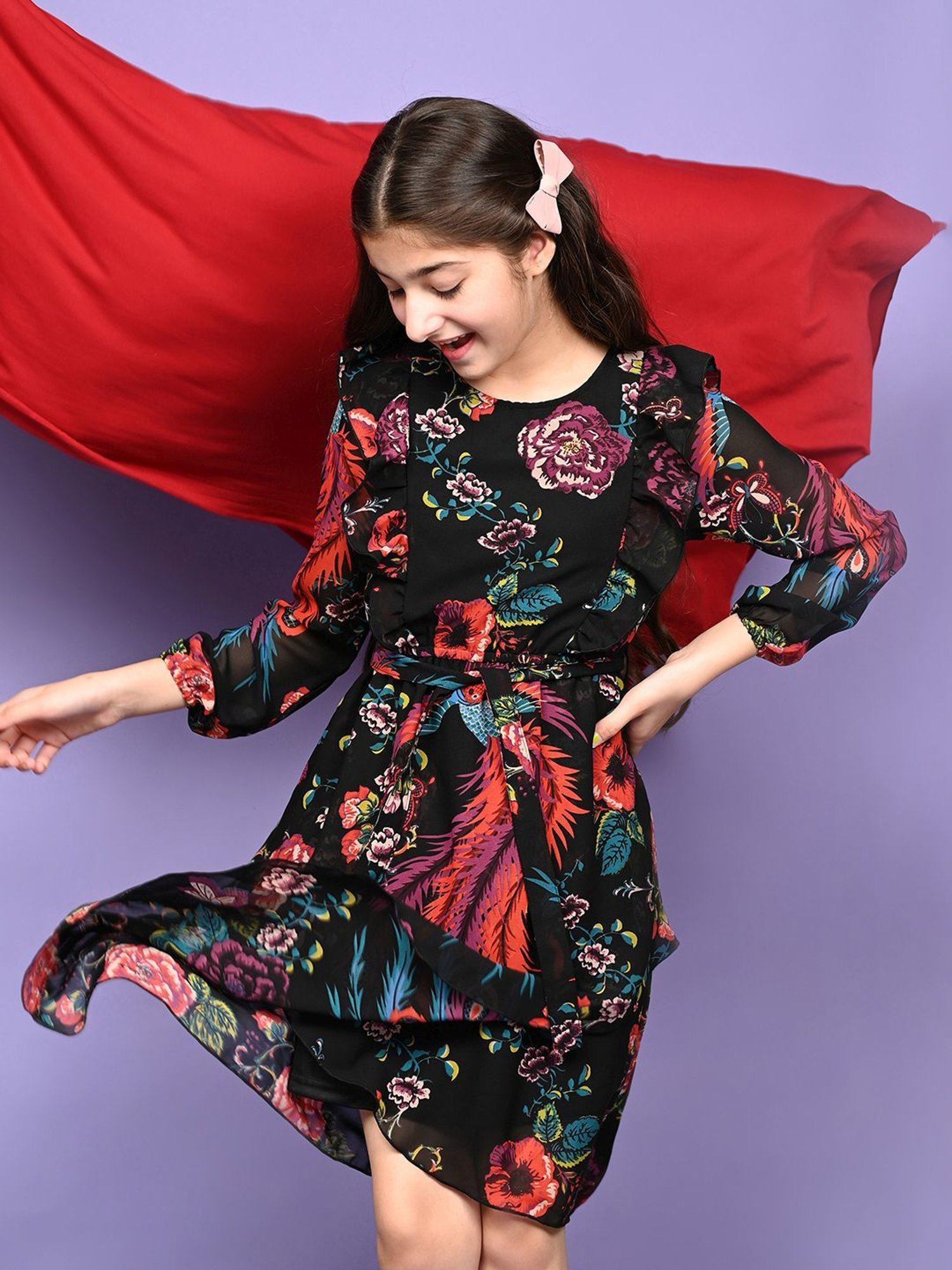 LilPicks Kids Multicolor Floral Print Dress