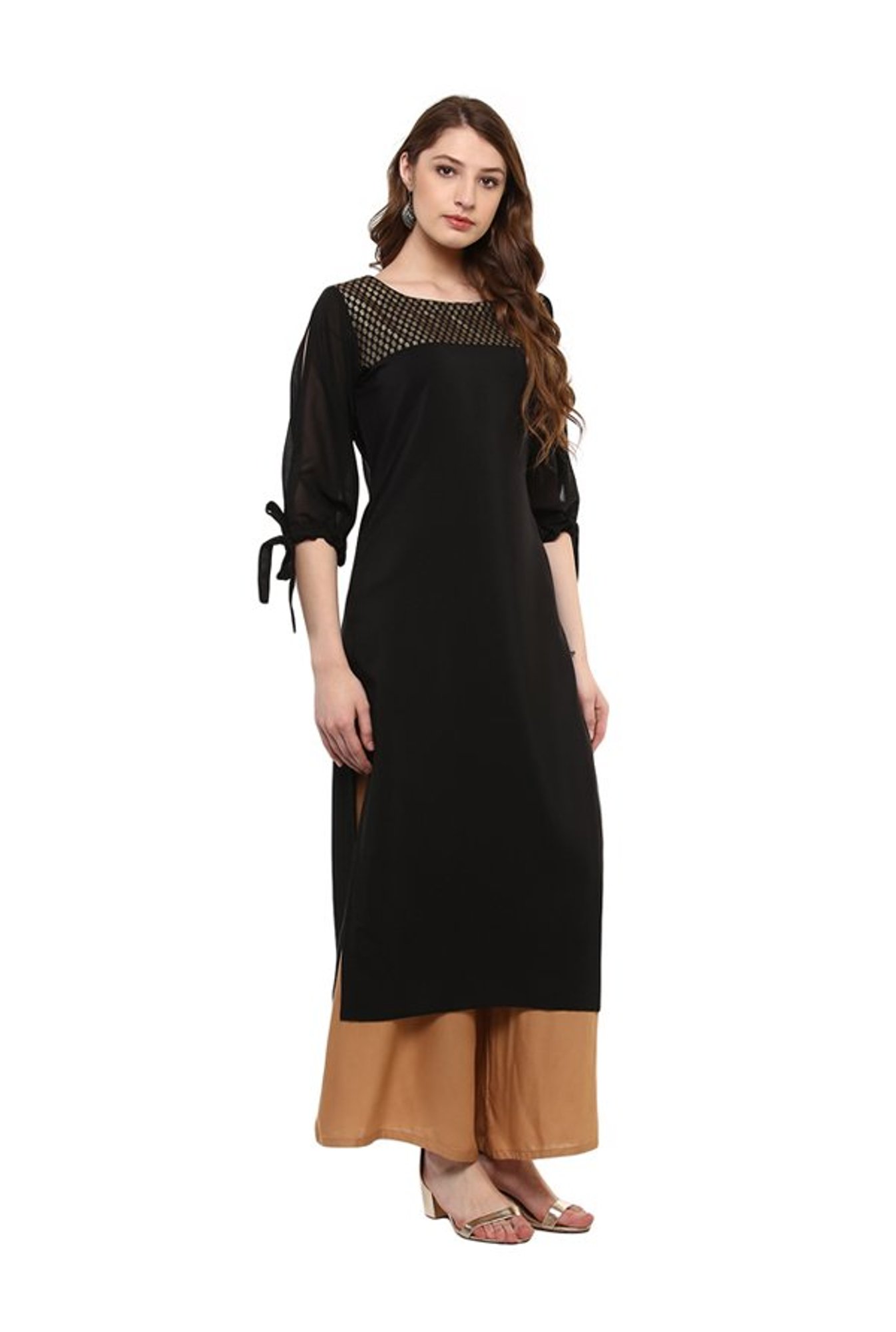 Ziyaa Black Printed Crepe Kurta