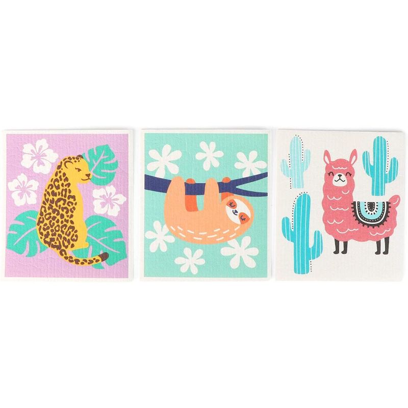 Swedish Dish Cloth 7.75" Thanksgiving Fall Set / 4 Dishcloth Kitchen Clean Up  -  Dish Cloth