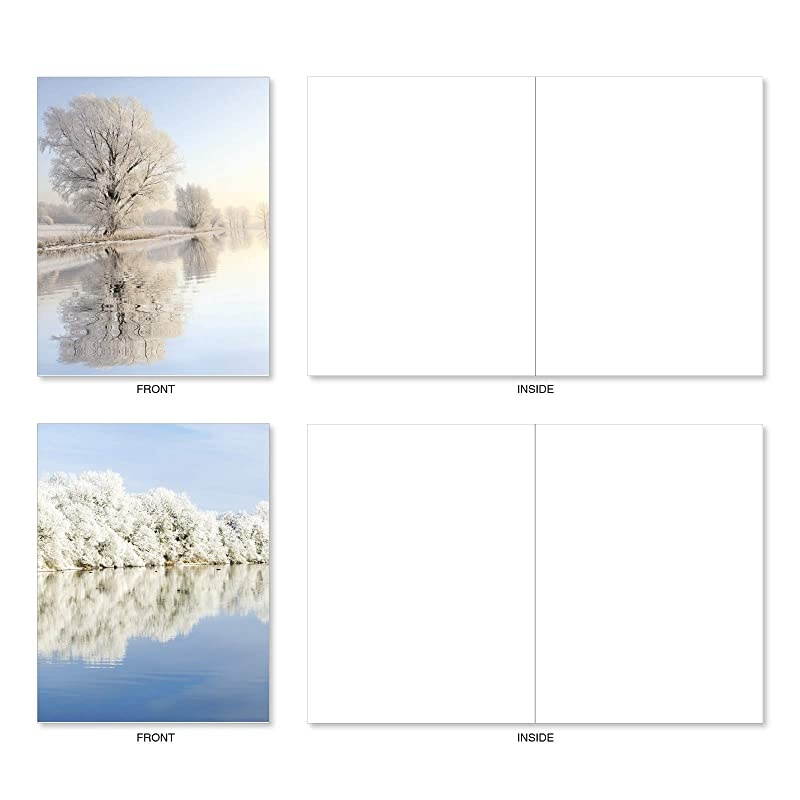Box of 10 White Landscapes Blank Note Cards with Envelopes 4 x 512 Inch Beauty of Nature All Occasion Greeting Cards Assorted Boxed Notecard Set AM6134OCBB1x10