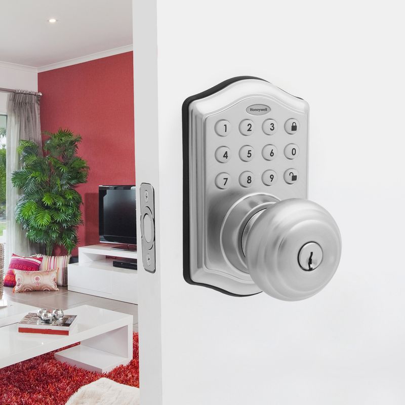 Honeywell Electronic Entry Knob Door Lock- Polished Brass