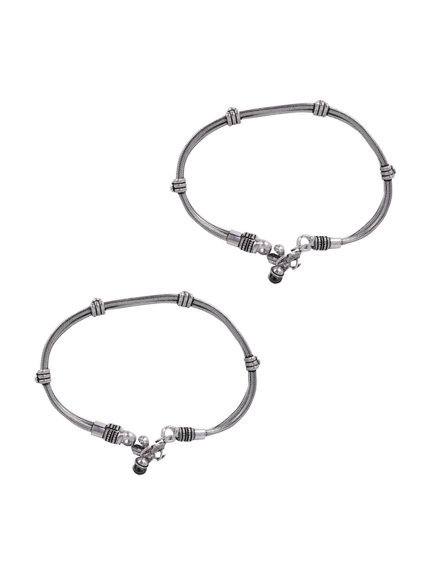 Teejh Chirasvi Silver Oxidized Anklets