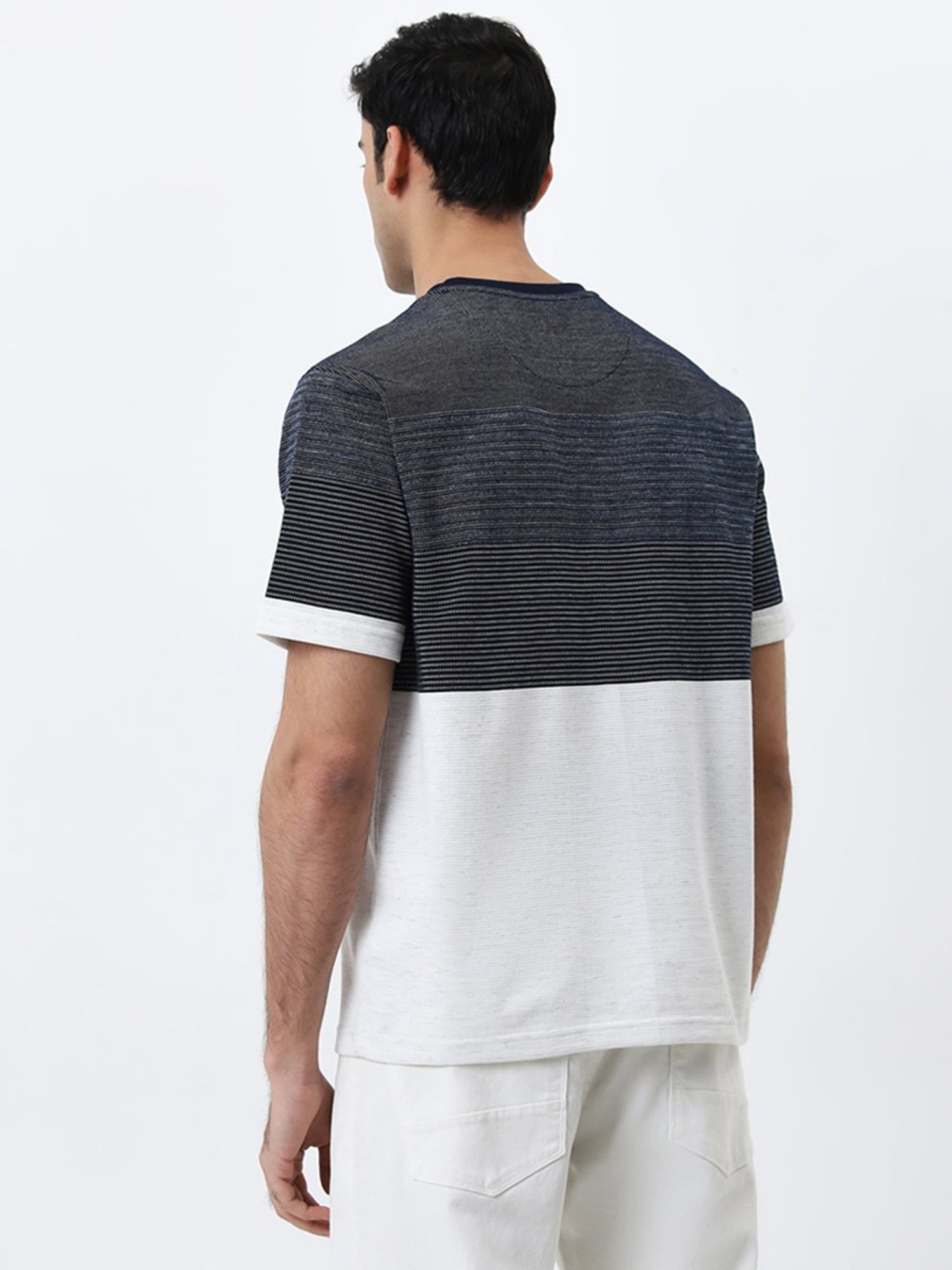 WES Lounge by Westside Navy Striped Relaxed-Fit T-Shirt