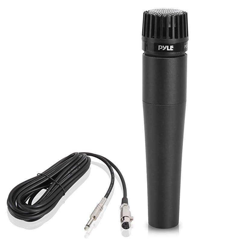 Professional Handheld Moving Coil Microphone Dynamic Cardioid Unidirectional Vocal Builtin Acoustic Pop Filter Includes 15ft XLR Audio Cable to 14 Audio Connection  PDMIC78