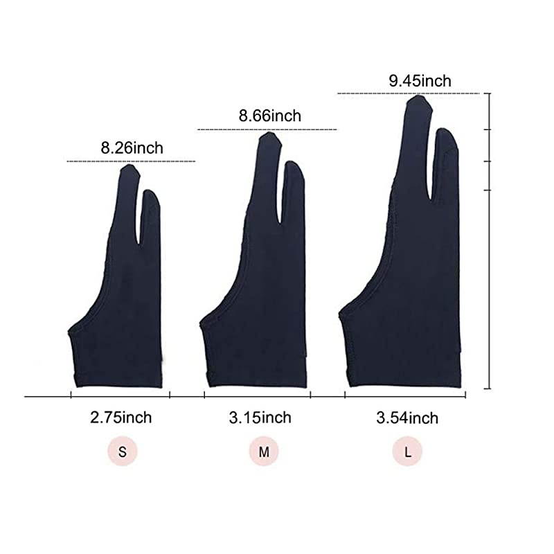 SC061 Artist Glove for Drawing Tablet Artists Drawing Glove with Two Fingers for Graphics Drawing Tablet 1 Unit of Free Size Good for Right Hand or Left Hand L