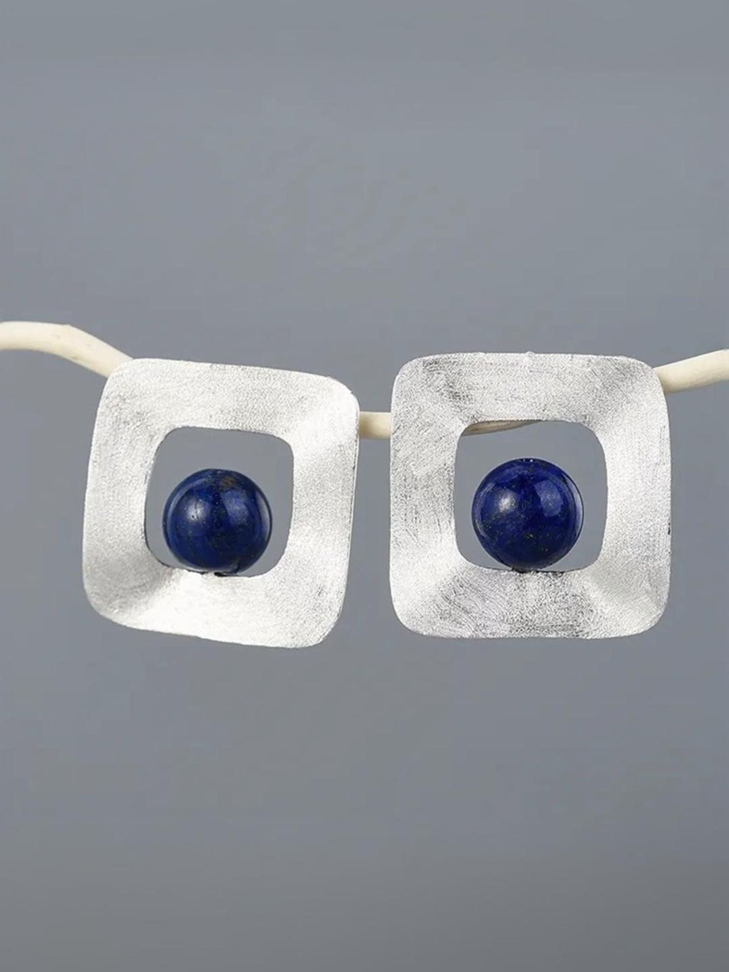 Rihi by P.C. Chandra Jewellers 92.5 Sterling Silver Square-Blue Stud Earrings for Women & Girls
