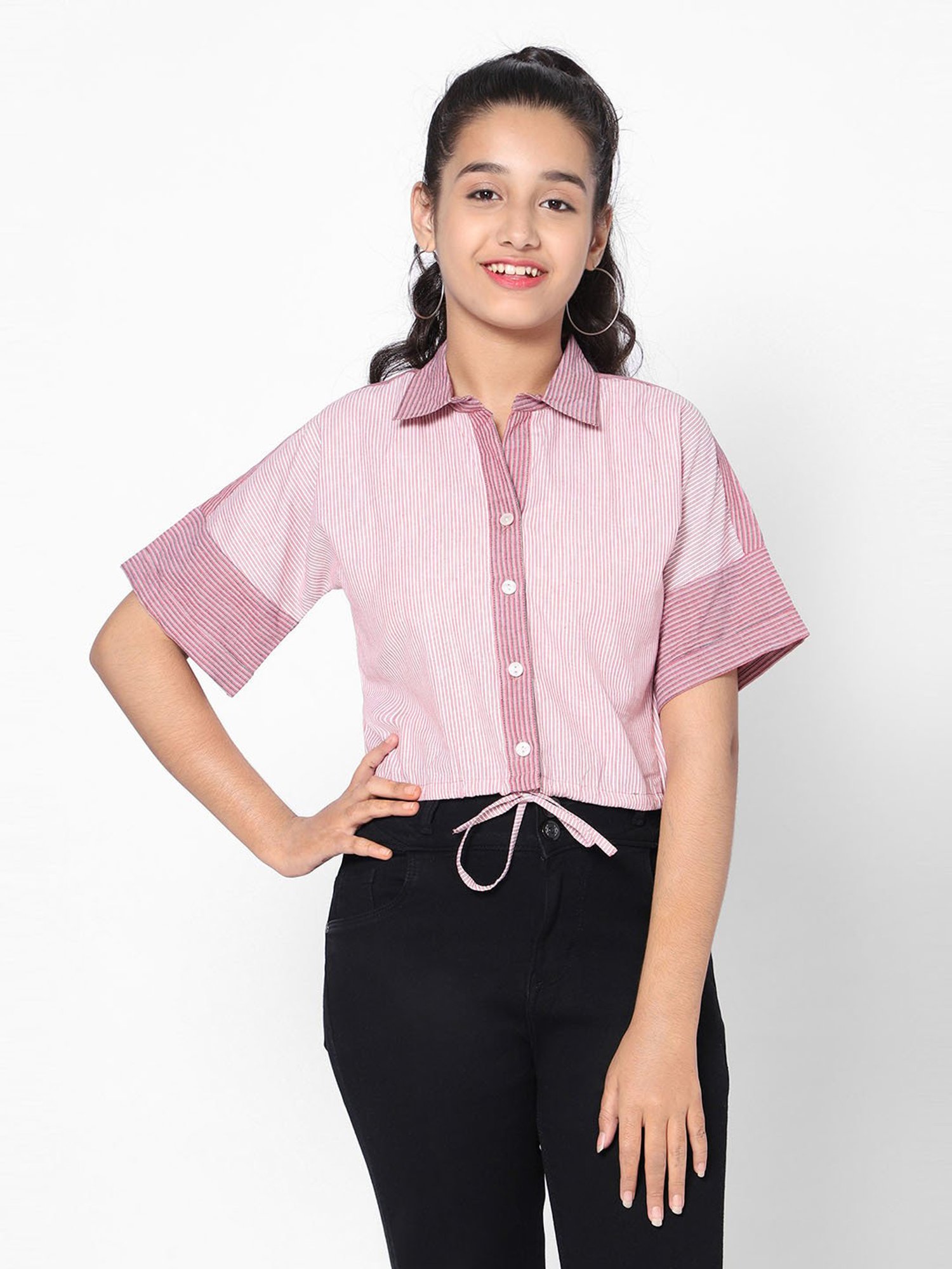 TeenTrums Girls Pink Striped Top