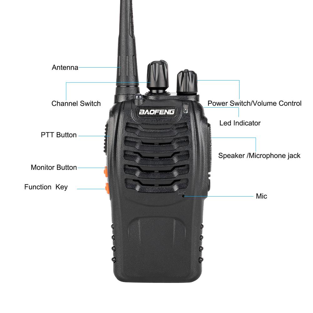 2 Pcs BF-888S 5W 400-470MHz 16CH Two-way Ham Radio Handheld Walkie Talkie