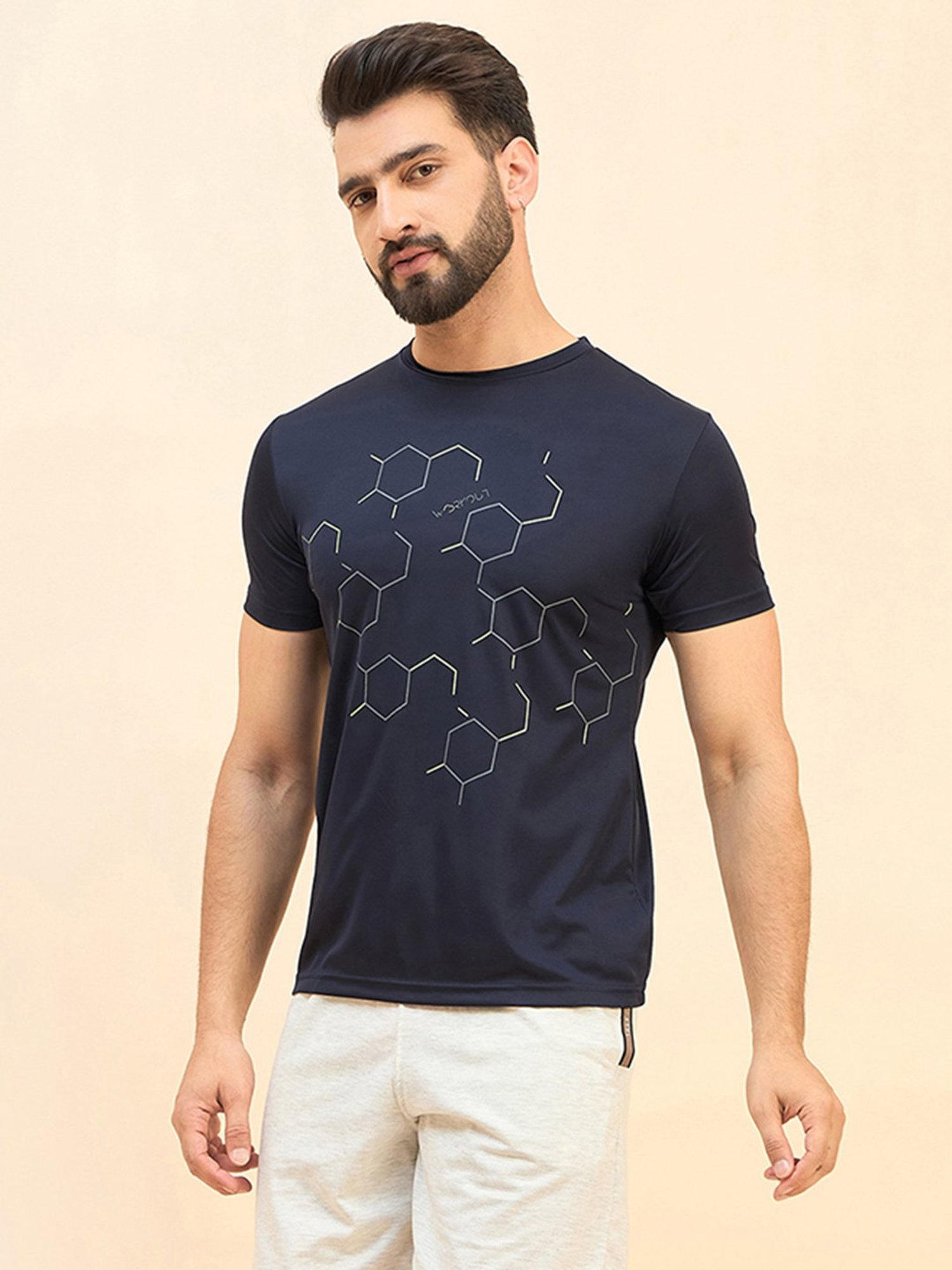 Sweet Dreams Navy Regular Fit Printed Crew T-Shirt