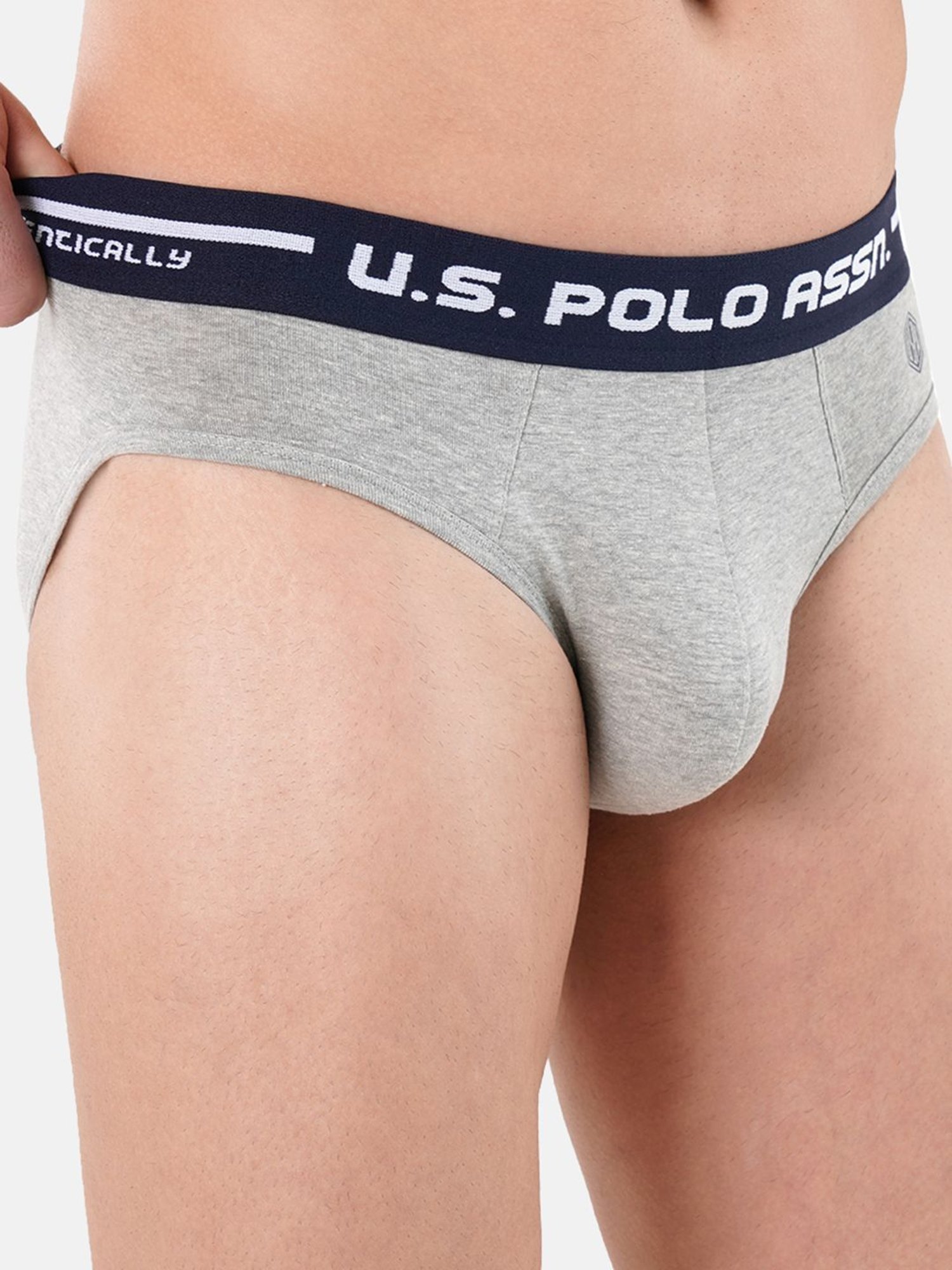 U.S. Polo Assn. Red & Grey Cotton Regular Fit Briefs - Pack Of 2