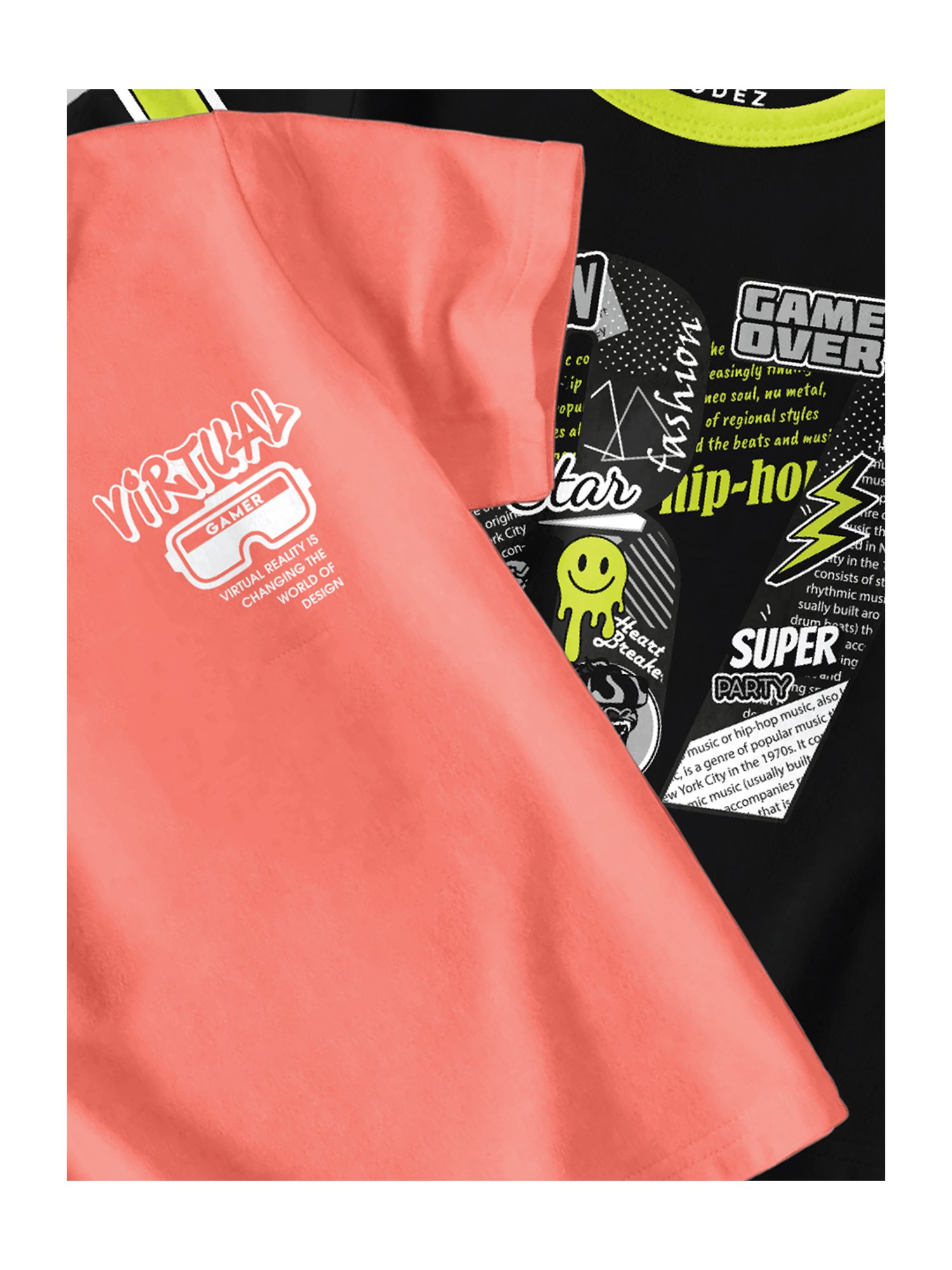 Codez Kids Multicolor Printed T-Shirt (Pack Of 2)