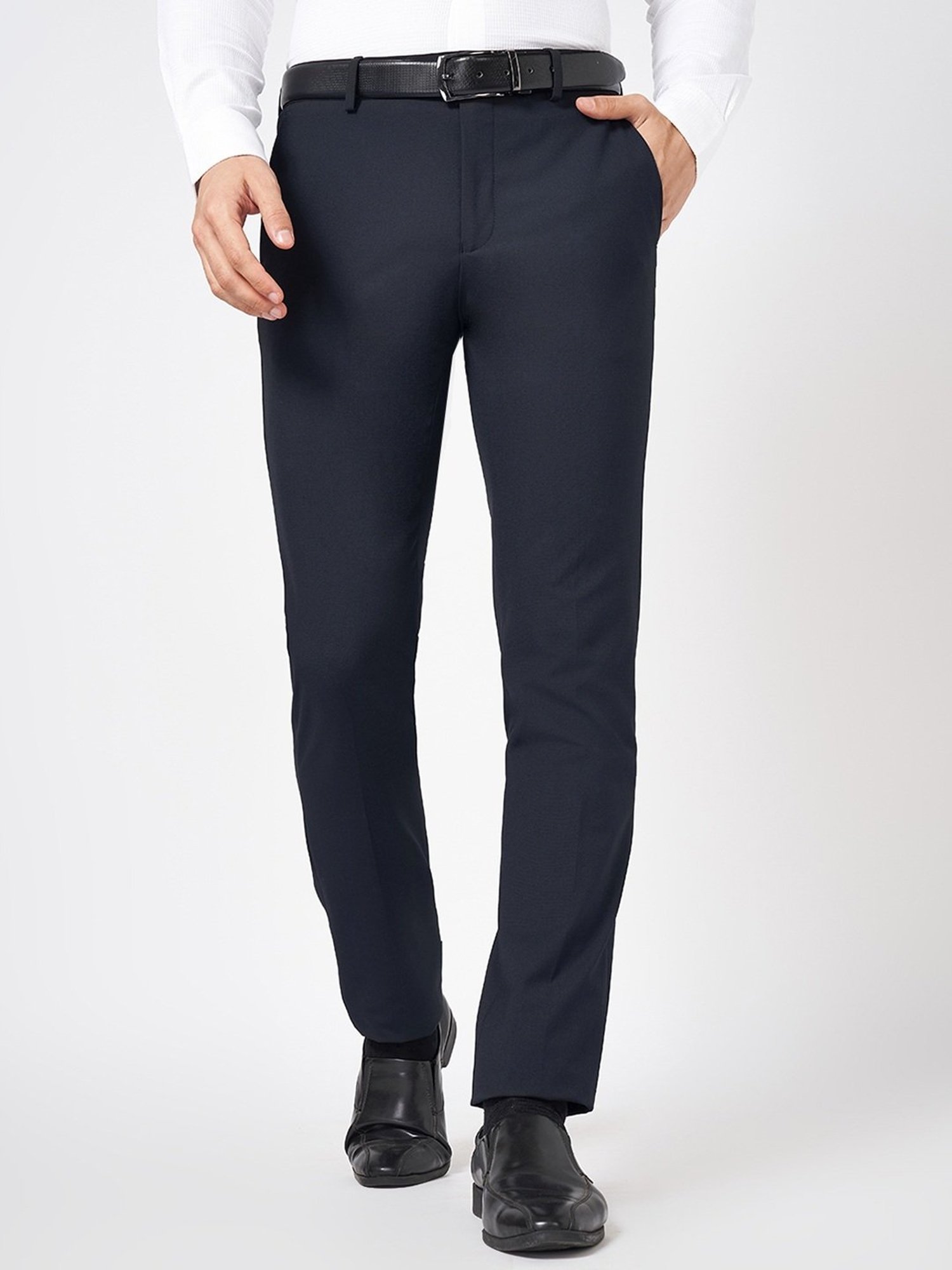 Peregrine By Pantaloons Navy Slim Fit Trousers