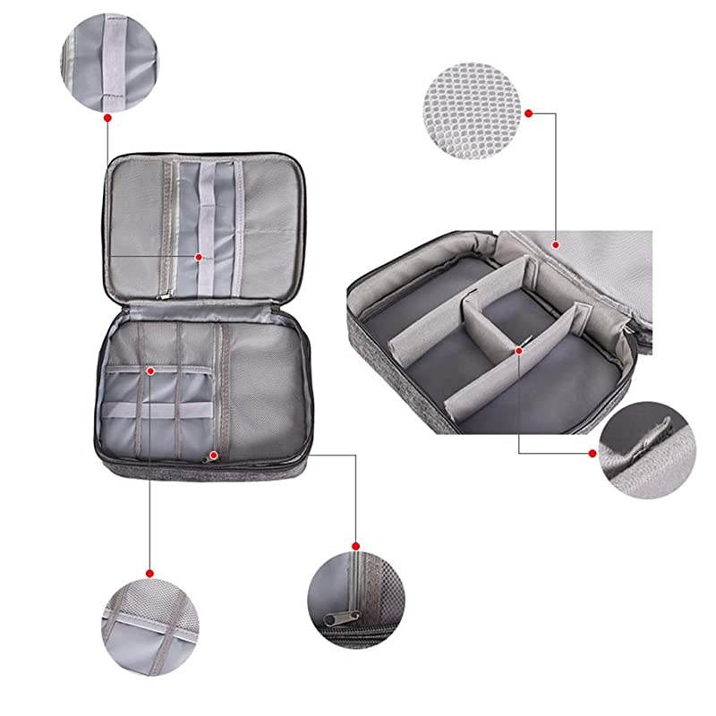 Double Layers Electronics Organizer Bag,  Protable Accessories Carrying Case Cable Organizer Bag Waterproof Cable Storage Bag for Charging Cable, Power Bank, Cellphone, USB and More(Blue)