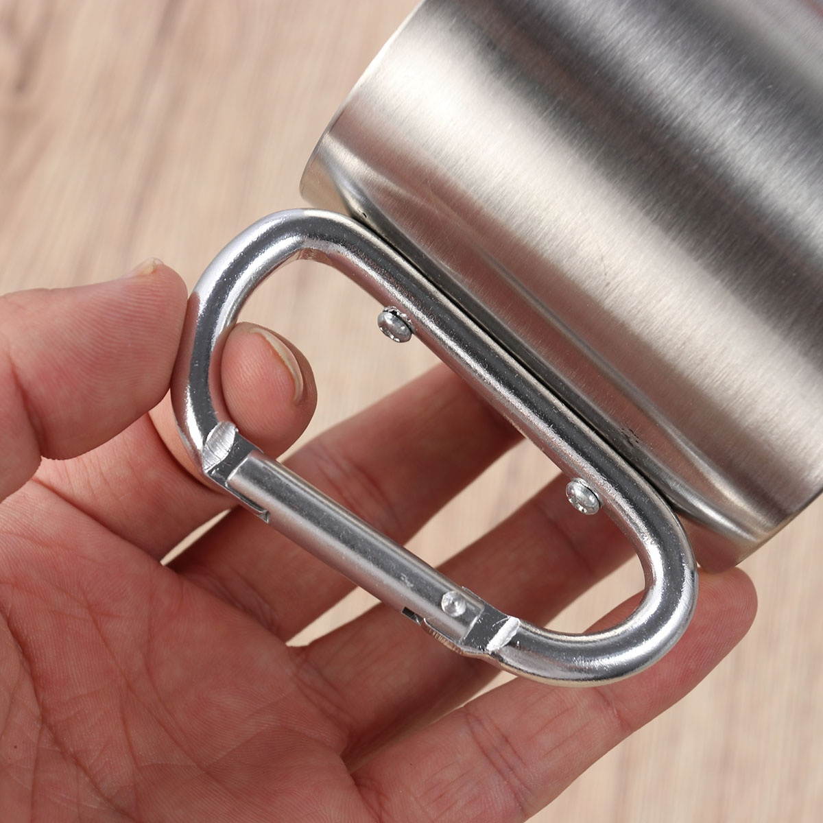 Lock Catch Mountaineering Cup Simple Practical Water Cup for Outdoor Sports Travel (Stainless Color)