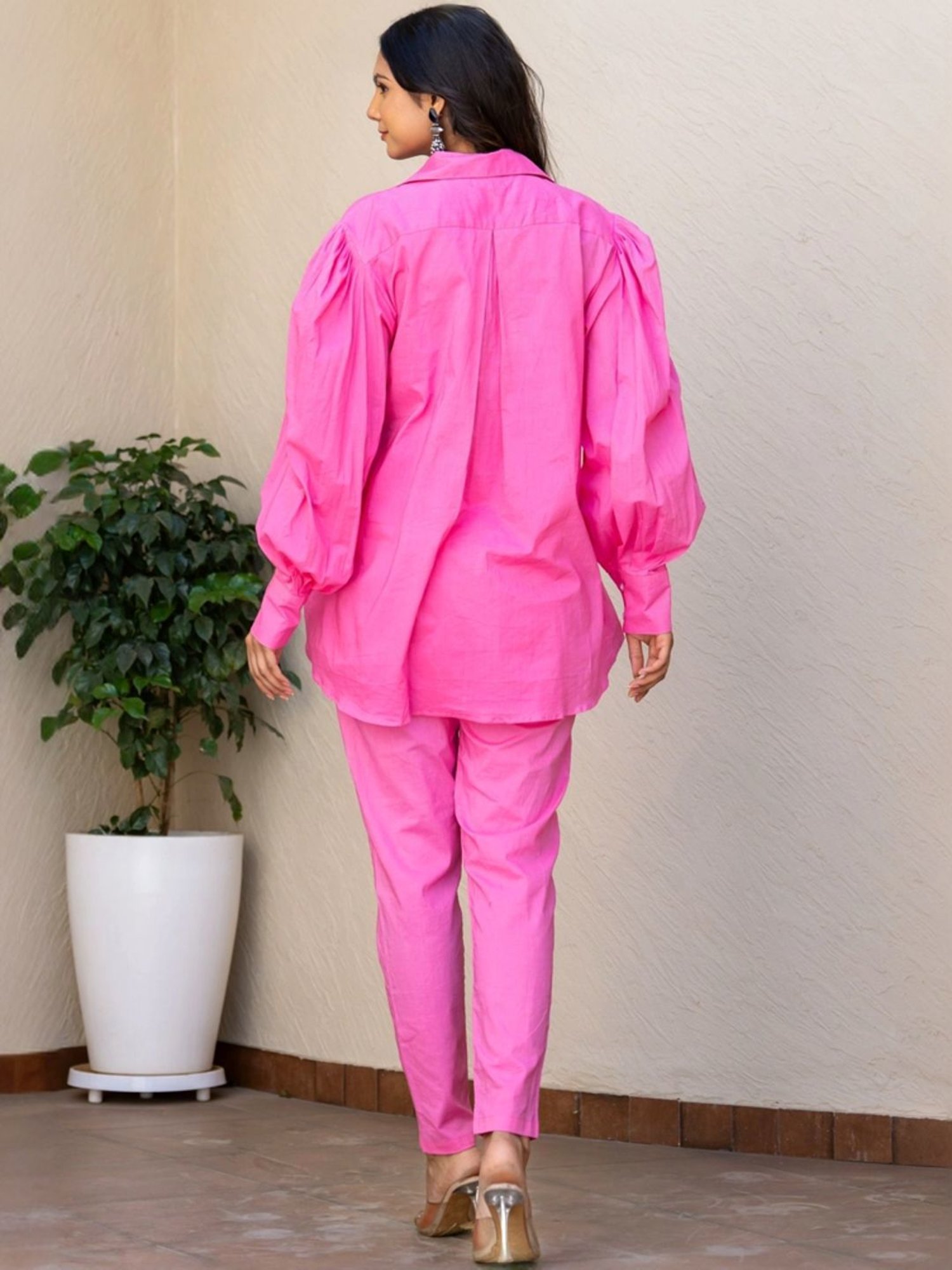 HOUSE OF JAMOTI Pink Cotton Embellished Tunic Pant Set