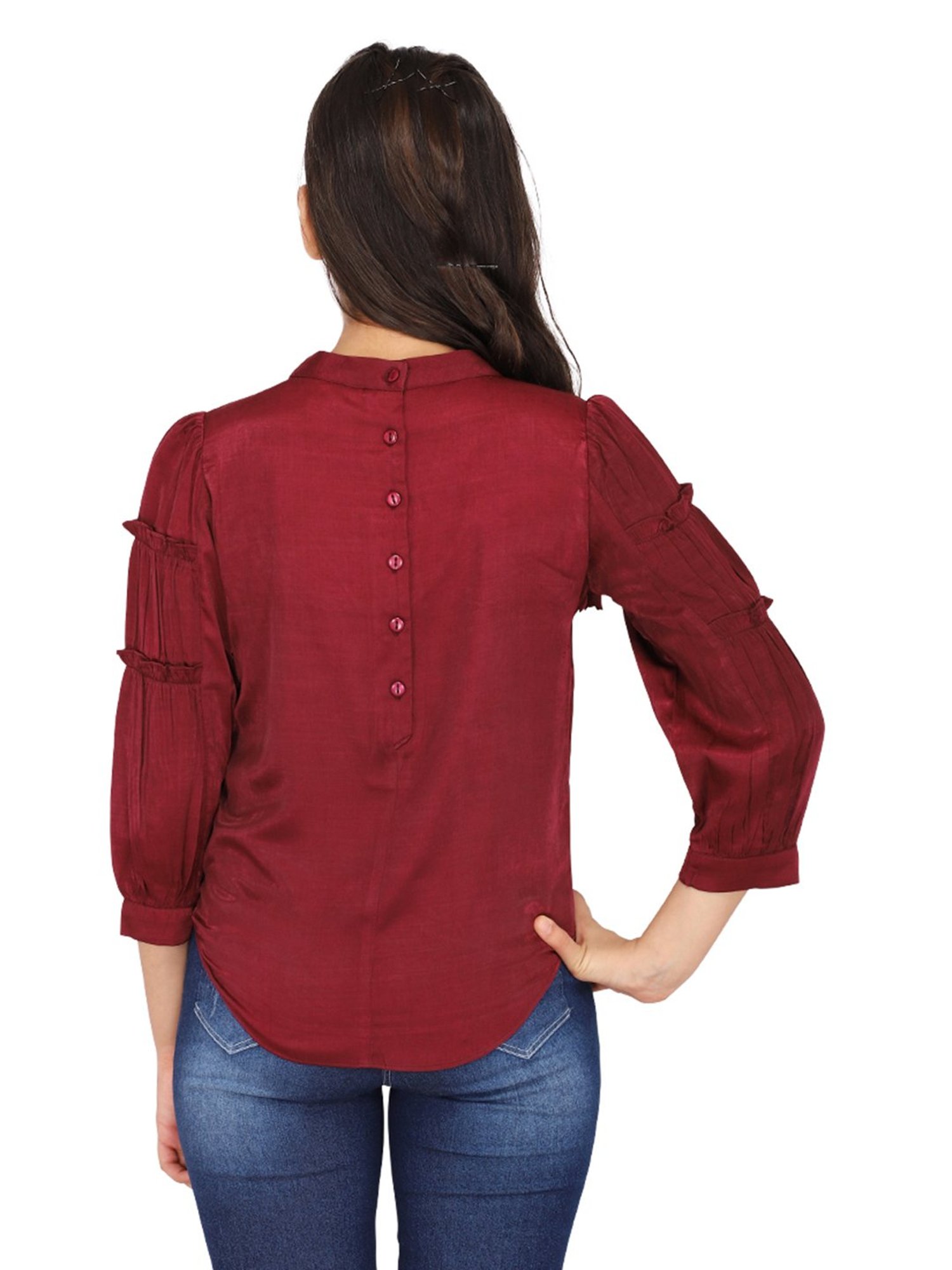 Cutecumber Kids Maroon Embroidered Top