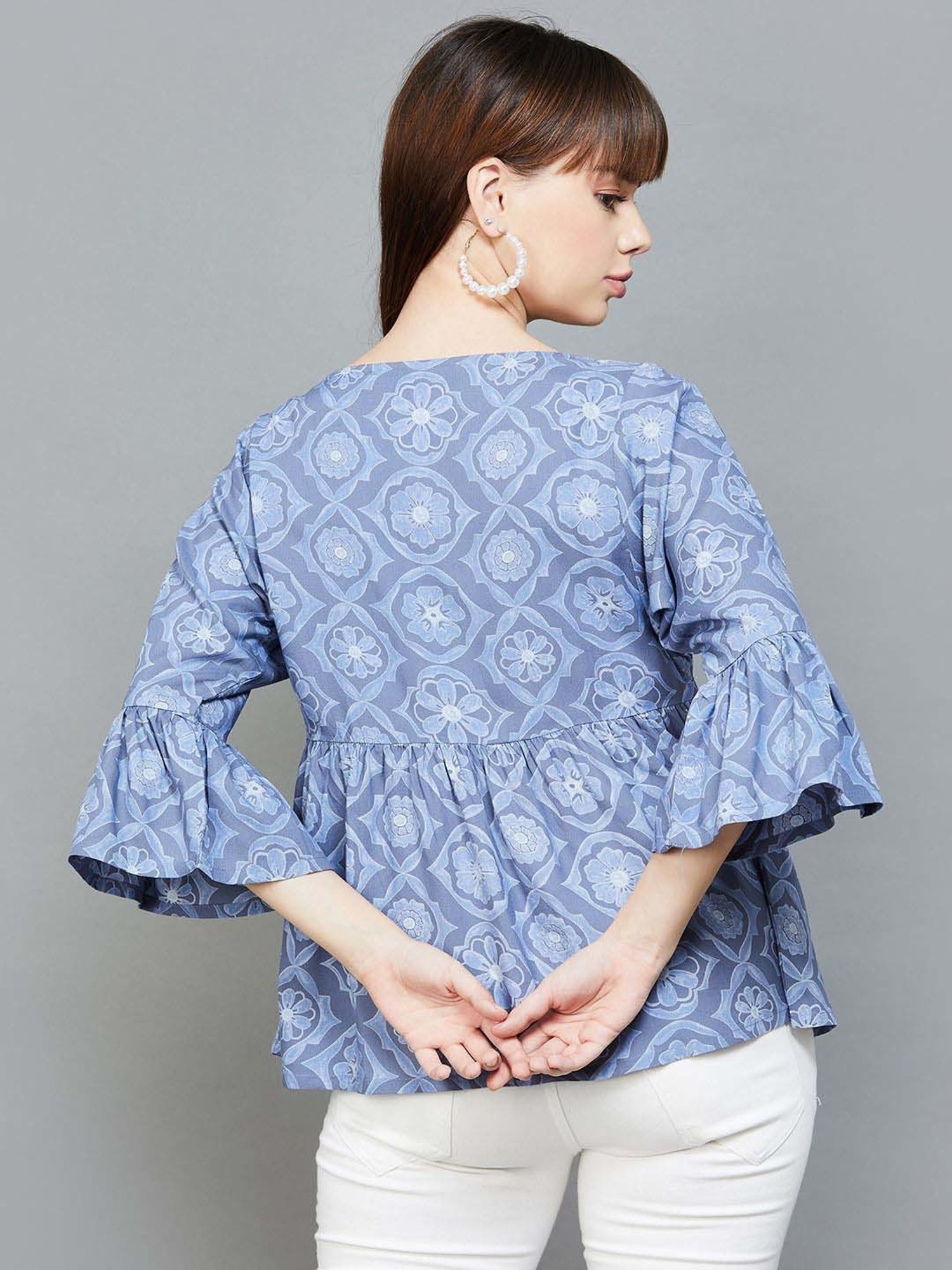 Colour Me by Melange Blue Printed Top