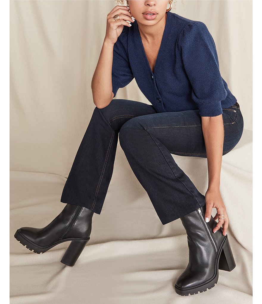 Chelsea & Violet Falla Double-Zip Lugged Block Heel Booties