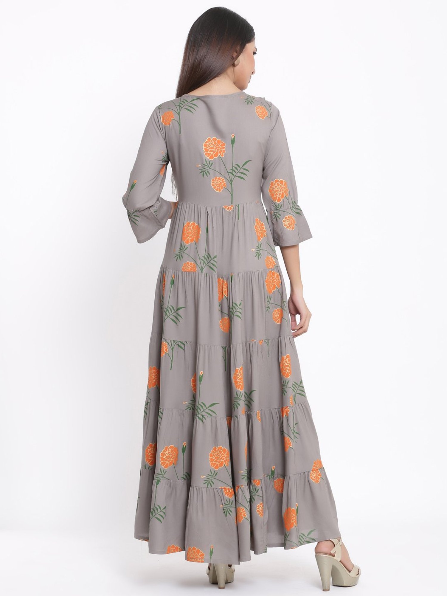 Kipek Grey Rayon Printed Kurta